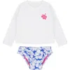 Feather 4 Arrow Kids' Ruffle Long Sleeve Two-piece Rashguard Swimsuit In White
