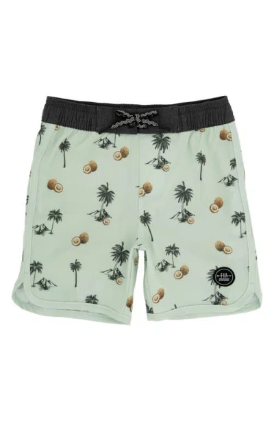 Feather 4 Arrow Kids' Scallop Coconut Print Board Shorts In White