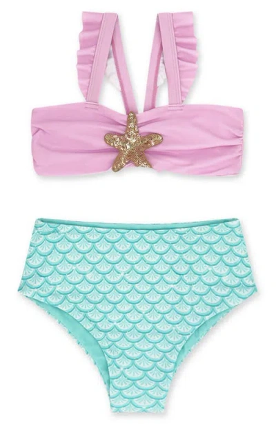 Feather 4 Arrow Kids' Sea Star Appliqué Upf 50+ Two-piece Swimsuit In Multi