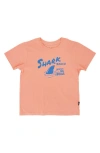 Feather 4 Arrow Kids' Shark Beach Cotton Graphic T-shirt In Papaya