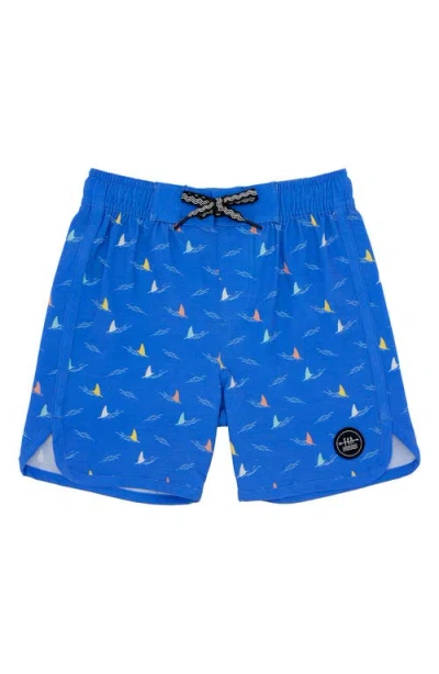 Feather 4 Arrow Kids' Shark Fin Board Shorts In Marina Blue