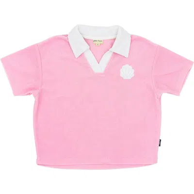 Feather 4 Arrow Kids' Shell Embroidered Terry Polo In Fairy Tale Pink