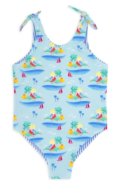 Feather 4 Arrow Kids' Skye Reversible Upf 50+ One-piece Swimsuit In Blue