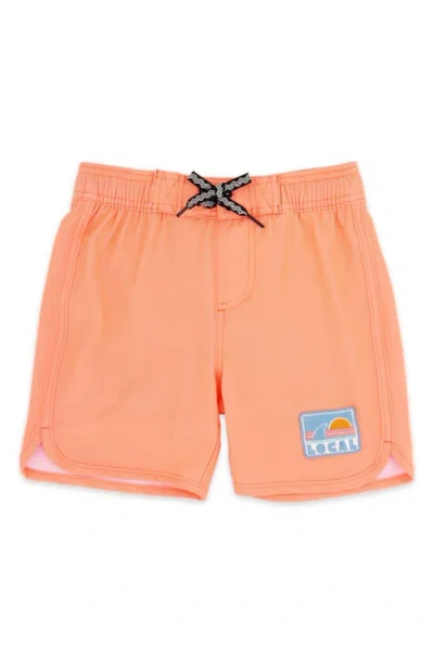 Feather 4 Arrow Kids' Solid Scallop Board Shorts In Orange