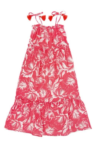 Feather 4 Arrow Kids' Solstice Cotton Gauze Sundress In Hot Coral