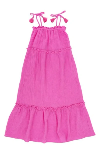 Feather 4 Arrow Kids' Solstice Cotton Gauze Sundress In Hot Pink