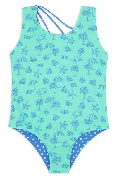 Feather 4 Arrow Babies'  Kids' Summer Sun Reversible One-piece Swimsuit In Blue