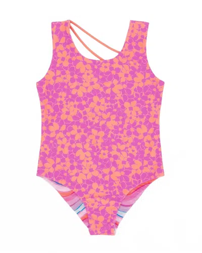 Feather 4 Arrow Kids' Summer Sun Reversible One-piece In Multi In Pink