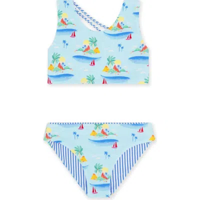 Feather 4 Arrow Babies'  Kids' Summer Sun Reversible Two-piece Swimsuit In Blue