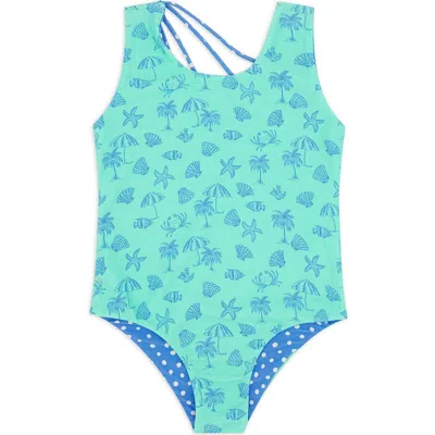Feather 4 Arrow Kids' Summer Sun Reversible Upf 50+ One-piece Swimsuit In Blue