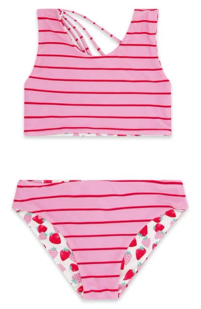Feather 4 Arrow Kids' Summer Sun Reversible Upf 50+ Two-piece Swimsuit In Pink