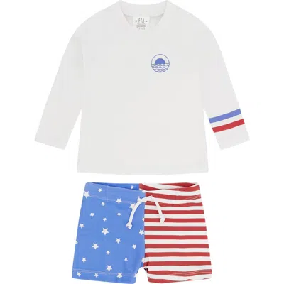 Feather 4 Arrow Babies'  Kids' Surfs Up Long Sleeve Upf 50+ Two-piece Rashguard Swimsuit In Multi