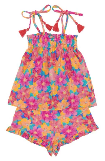 Feather 4 Arrow Kids' Vitamin Sea Cotton Gauze Cover-up Top & Shorts Set In Pink