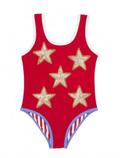 Feather 4 Arrow Kids' Wave Break One Piece In True Red In Multi