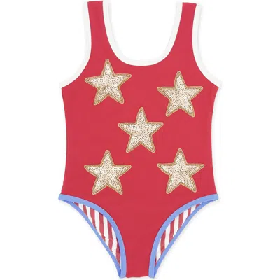 Feather 4 Arrow Kids' Wave Break One-piece Swimsuit In Red