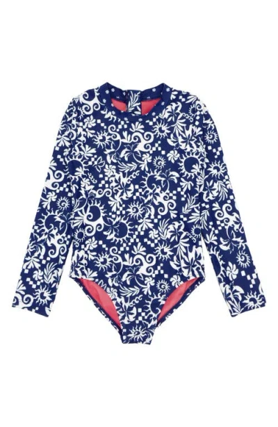 Feather 4 Arrow Kids' Wave Chaser Long Sleeve Rashguard Swimsuit In Twilight