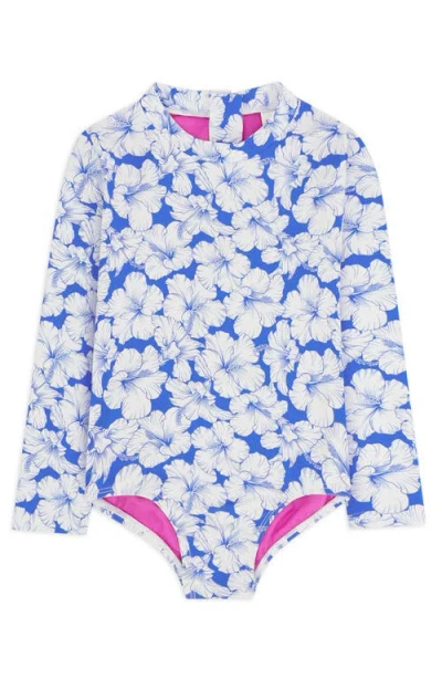 Feather 4 Arrow Kids' Wave Chaser Long Sleeve Upf 50+ One-piece Rashguard Swimsuit In Brown