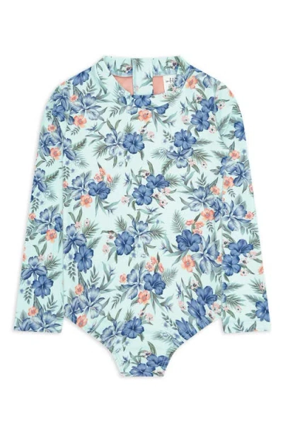 Feather 4 Arrow Babies'  Kids' Wave Chaser Long Sleeve Upf 50+ One-piece Rashguard Swimsuit In Blue