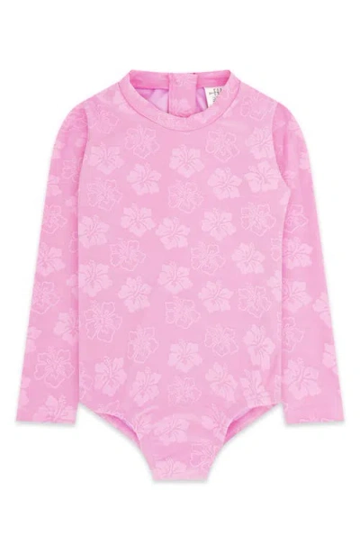 Feather 4 Arrow Babies'  Kids' Wave Chaser Long Sleeve Upf 50+ One-piece Rashguard Swimsuit In Pink
