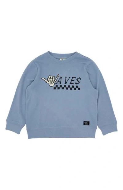 Feather 4 Arrow Kids' Waves Hacci Knit Pullover In Blue