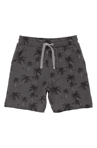 Feather 4 Arrow Babies' Lowtide Palm Tree Print Stretch Drawstring Shorts In Charcoal