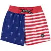 Feather 4 Arrow Palm Stripe Volley Swim Trunks In Twilight
