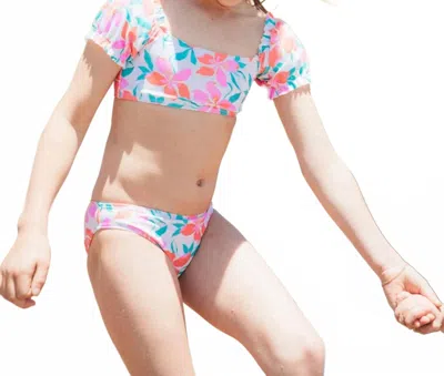 Feather 4 Arrow Kids' Puff Sleeve Bikini Swimsuit In Blossom Floral In Multi