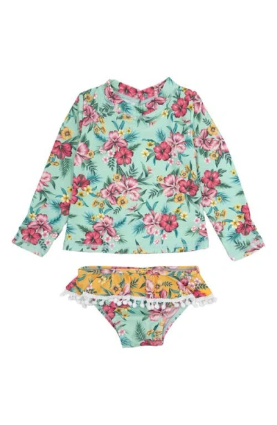 Feather 4 Arrow Babies'  Sandy Toes Two-piece Rashguard Swimsuit In Beach Glass