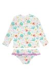 Feather 4 Arrow Sandy Toes Two-piece Rashguard Swimsuit In Ecru