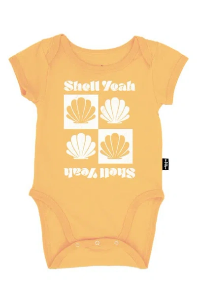 Feather 4 Arrow Babies'  Shell Yeah Cotton Bodysuit In Golden Sun