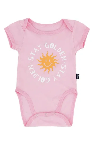 Feather 4 Arrow Babies'  Stay Golden Cotton Bodysuit In Fairy Tale Pink