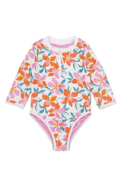 Feather 4 Arrow Babies'  Sun Seeker Long Sleeve Rashguard One-piece Swimsuit In Ecru