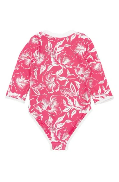Feather 4 Arrow Babies'  Sun Seeker One-piece Rashguard Swimsuit In Hot Coral