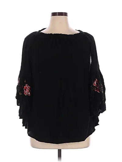 Pre-owned Feathers 3/4 Sleeve Blouse In Black