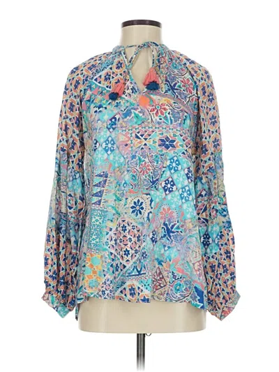 Pre-owned Feathers 3/4 Sleeve Blouse In Blue