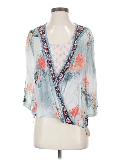 Pre-owned Feathers 3/4 Sleeve Blouse In Blue