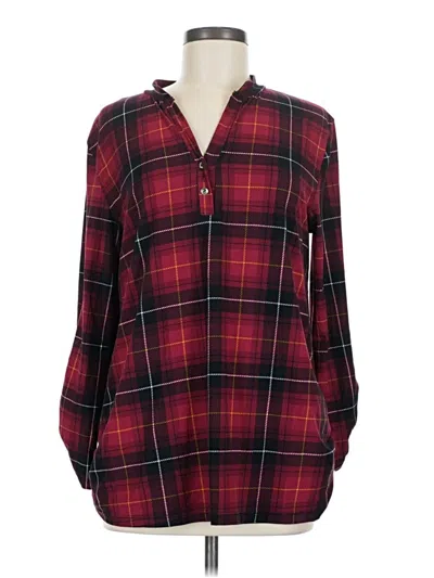 Pre-owned Feathers Long Sleeve Blouse In Burgundy