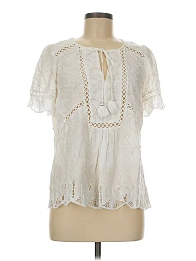 Pre-owned Feathers Short Sleeve Blouse In White