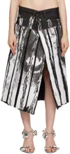 Feben Black & White Chariot Biker Midi Skirt In White