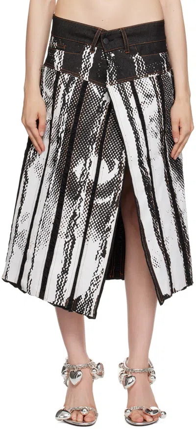 Feben Black & White Chariot Biker Midi Skirt