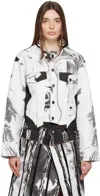 Feben White & Black Chariot Biker Denim Jacket In White