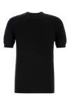 Fedeli Ribbed Hem Short Sleeves Textured Pattern In Black