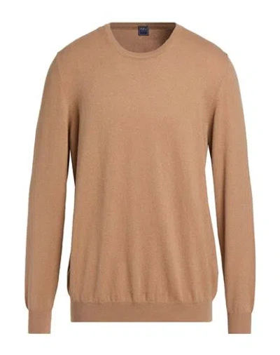 Fedeli Man Sweater Camel Size 44 Cashmere In Brown