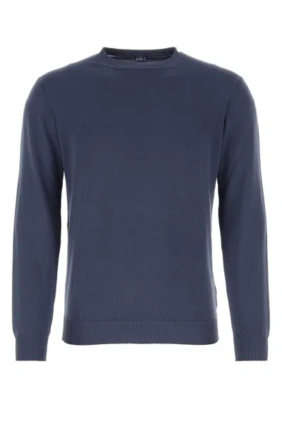Fedeli Air Force Blue Cotton Sweater In Gray