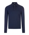 Fedeli Long Sleeve Polo In Organic Cotton In Blue