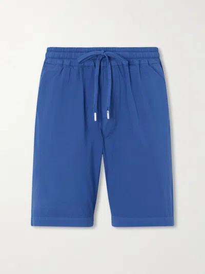 Fedeli Alfa Straight-leg Cotton-blend Drawstring Shorts In Blue