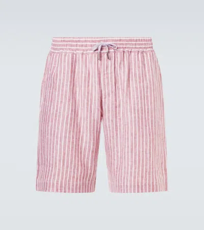 Fedeli Alfa Striped Linen Bermuda Shorts In Sand