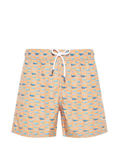 Fedeli Animal-print Beach Shorts In Multi