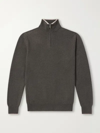 Fedeli Ape Half-zipped Cashmere Sweater In Gray