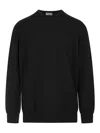 Fedeli Man Black Cashmere Pullover With Round-neck In Black
